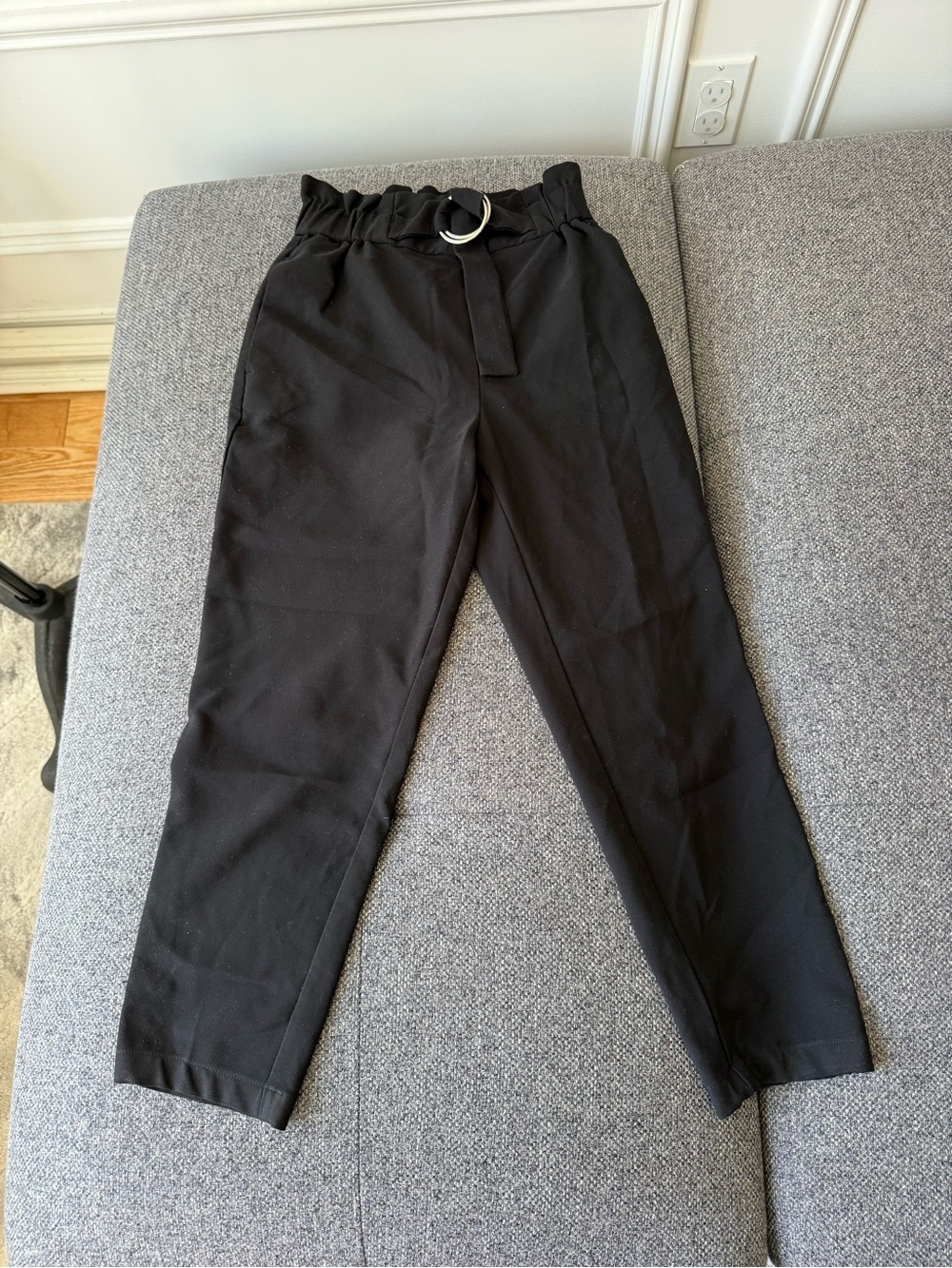 Dynamite Black Paperbag Waist Ankle Pants